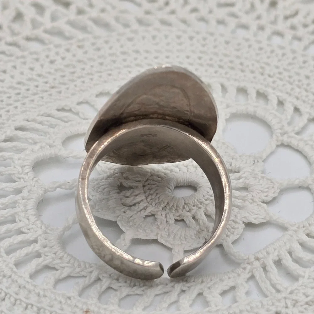 Sterling Silver 925 Shield Ring Statement Modernist Size 8 9g